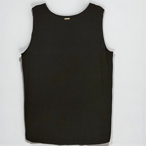 Michael Kors Plus Size Black Chiffon Layered Tunic Tank Top 3X V Neck Knit Back - Picture 6 of 8